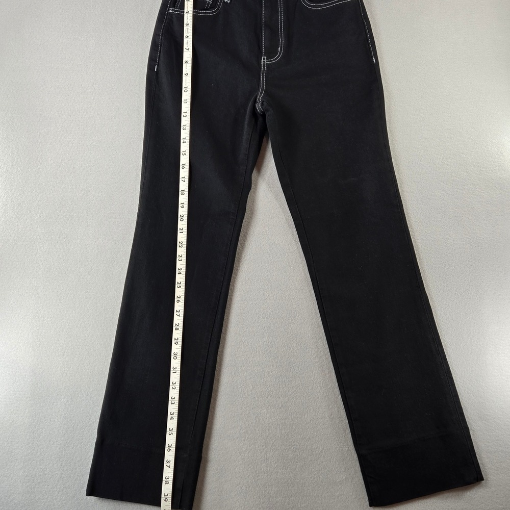 Johnny Was Sasson Straight Leg Jeans Black White Contrast Stitch High Rise 26 - Picture 5 of 13